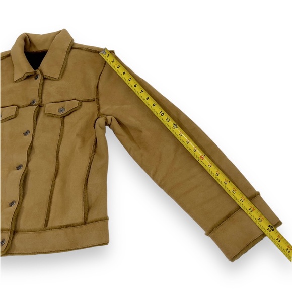 Saks Fifth Avenue Jacket Tan Faux Suede Real Clothes - Picture 12 of 13